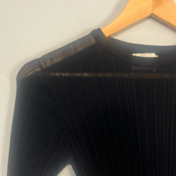 Dissh Sheer Black Long Sleeve Midi Dress size Large Flawed - Picture 2 of 7